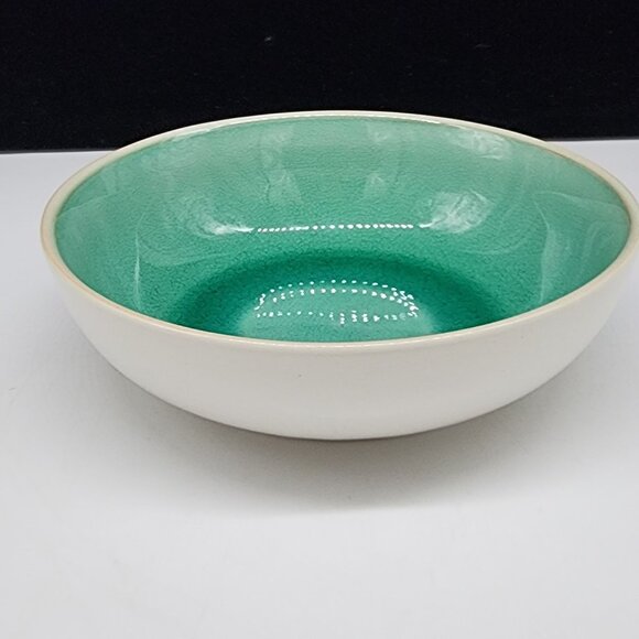 Roscher Stoneware Bowl 7" Green & White Crackle Glaze Dishwasher & Microwave Saf - Picture 8 of 9